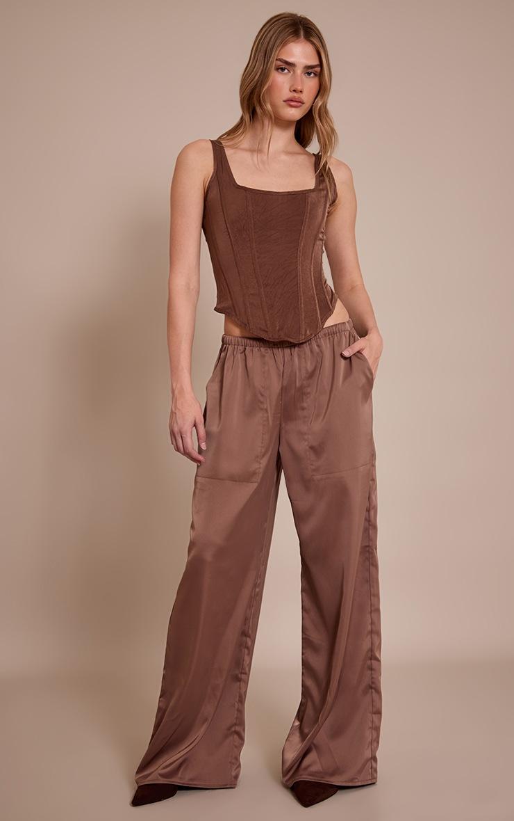 Pretty Little Thing Mushroom Textured Boned Dip Hem Longline Corset