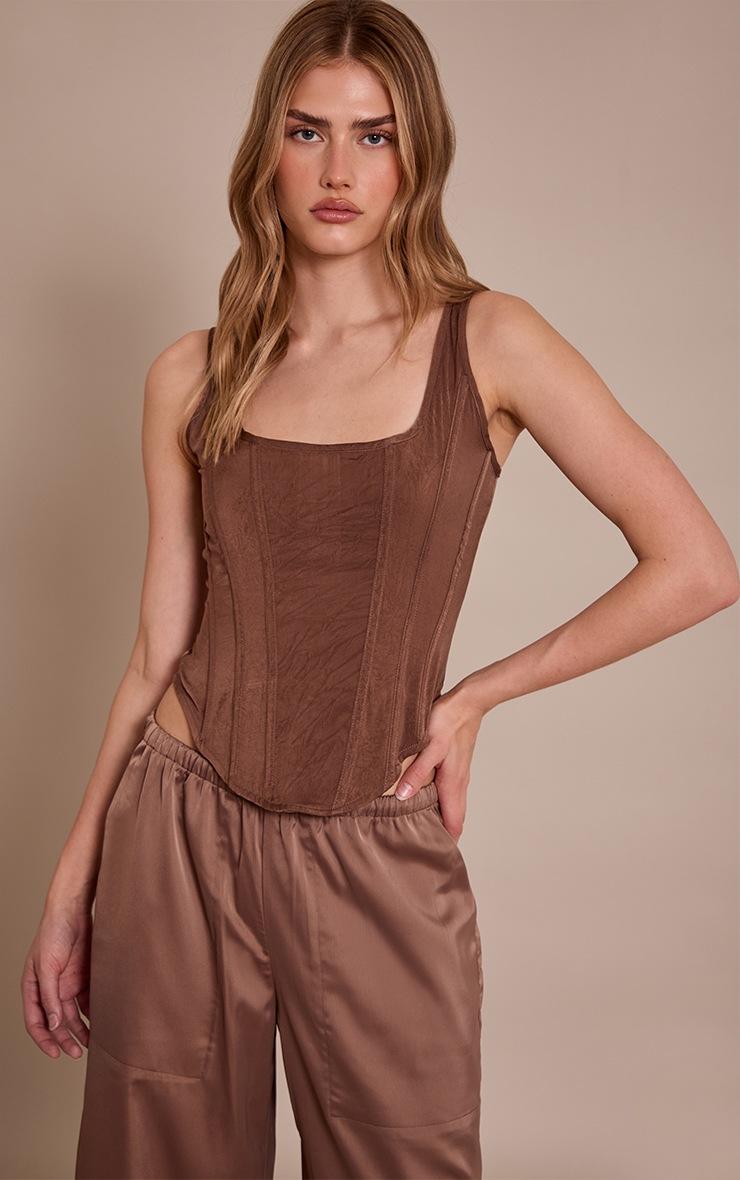 Pretty Little Thing Mushroom Textured Boned Dip Hem Longline Corset
