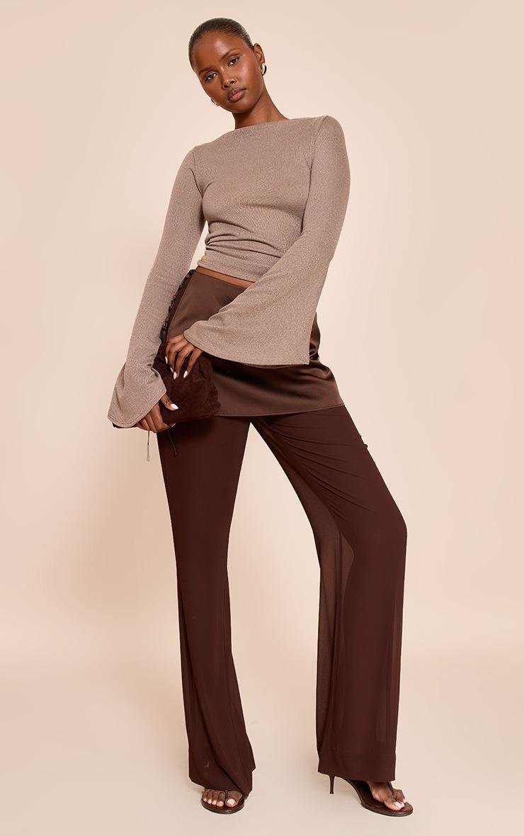 Pretty Little Thing Mushroom Textured Extreme Flute Sleeve Long Top