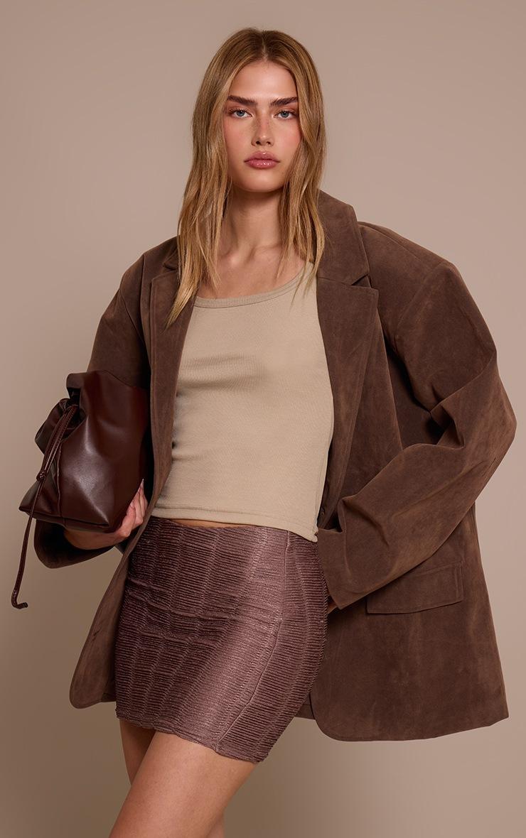 Pretty Little Thing Mushroom Textured Jersey Mini Skirt