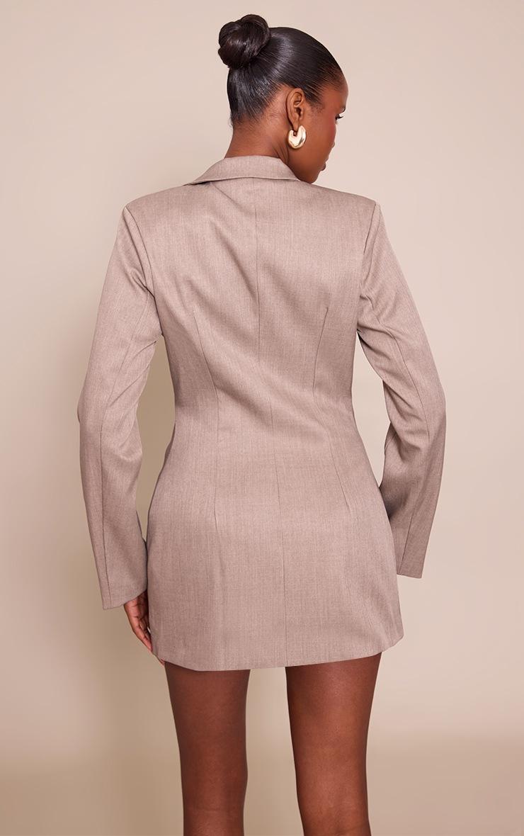 Pretty Little Thing Mushroom Woven Cinched Waist Blazer Dress