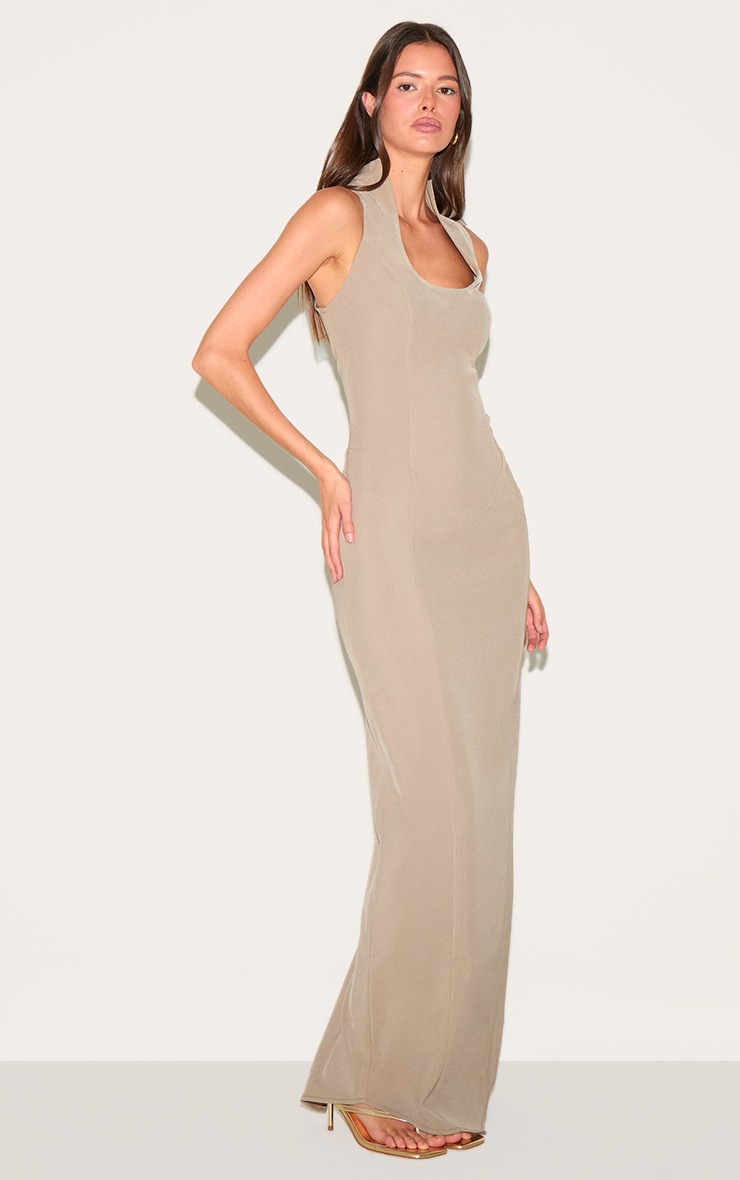 Pretty Little Thing Mushroom Woven Scoop Neck Maxi Dress