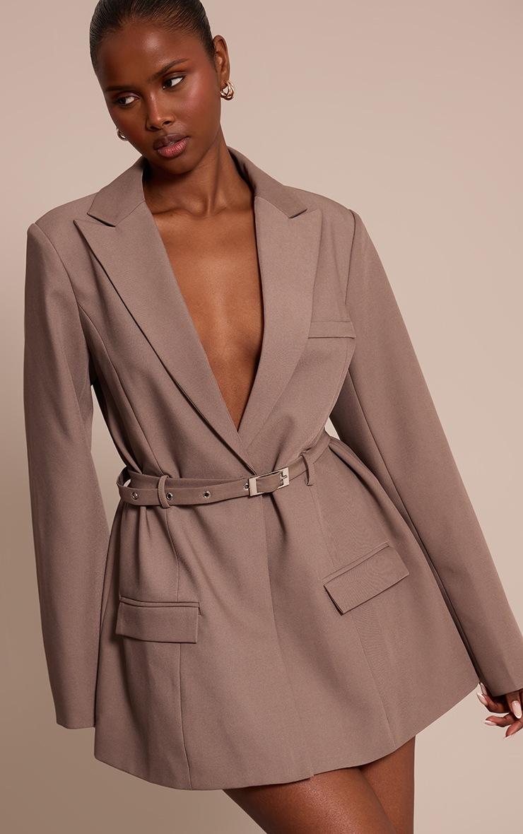 Pretty Little Thing Mushroom Woven Tailored Blazer Dress