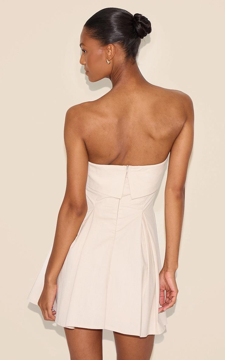 Pretty Little Thing Natural Linen-Blend Bandeau Fold Over Shift Dress