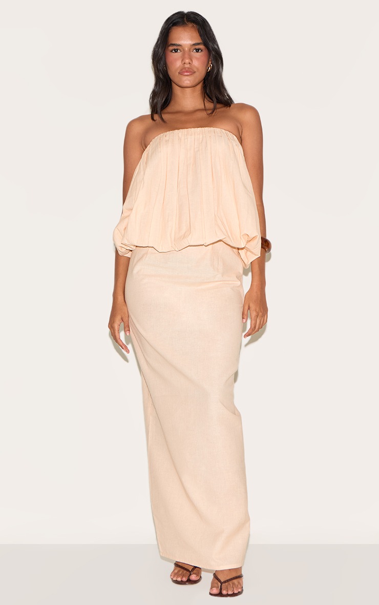 Pretty Little Thing Natural Linen Look A Line Maxi Skirt