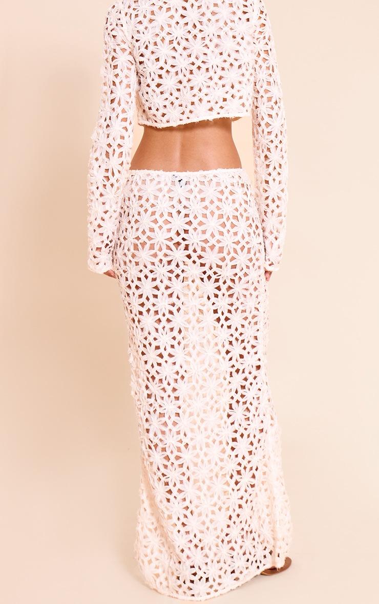 Pretty Little Thing Natural Textured Floral Maxi Skirt