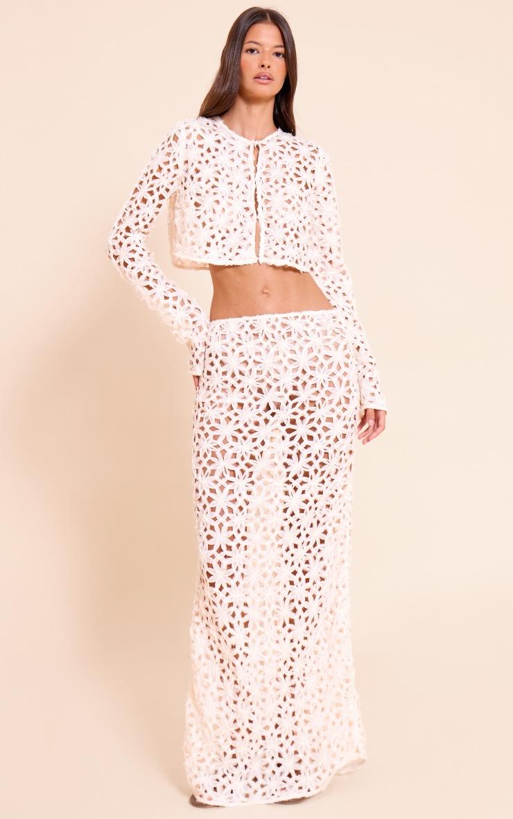 Pretty Little Thing Natural Textured Floral Maxi Skirt