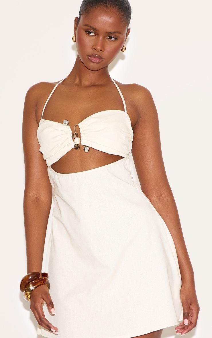 Pretty Little Thing Natural Trim Detail Shift Dress