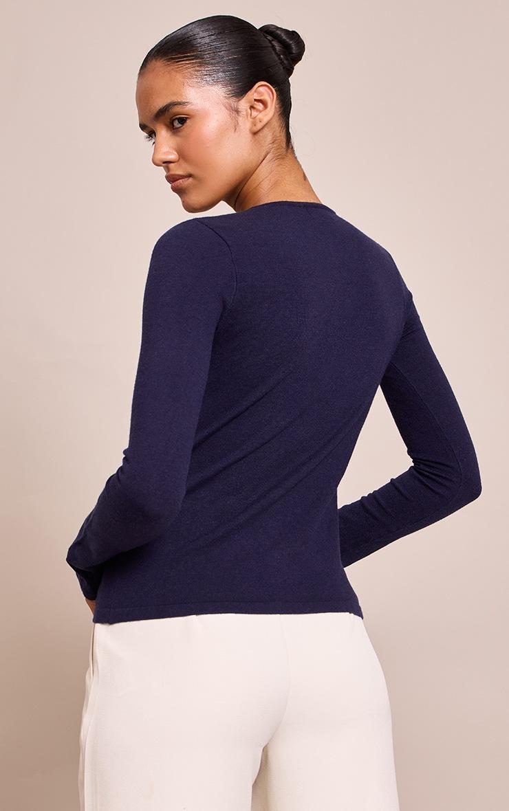 Pretty Little Thing Navy Button Through Fine Knit Cardigan