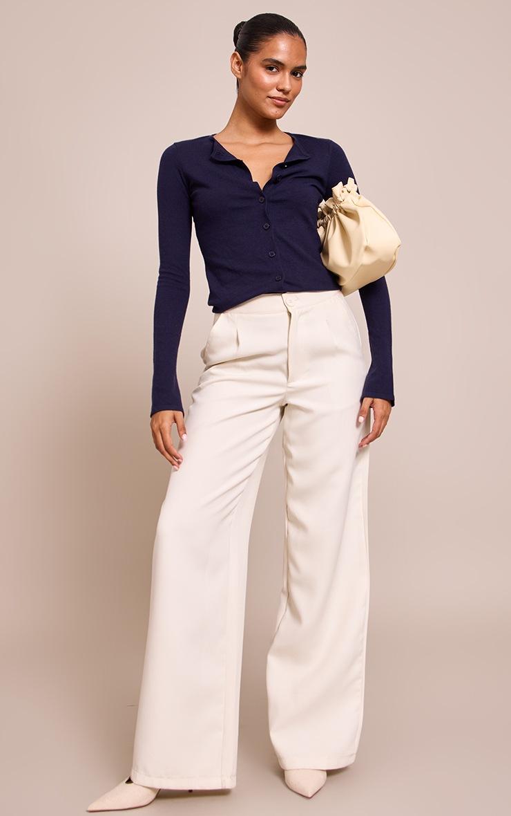 Pretty Little Thing Navy Button Through Fine Knit Cardigan