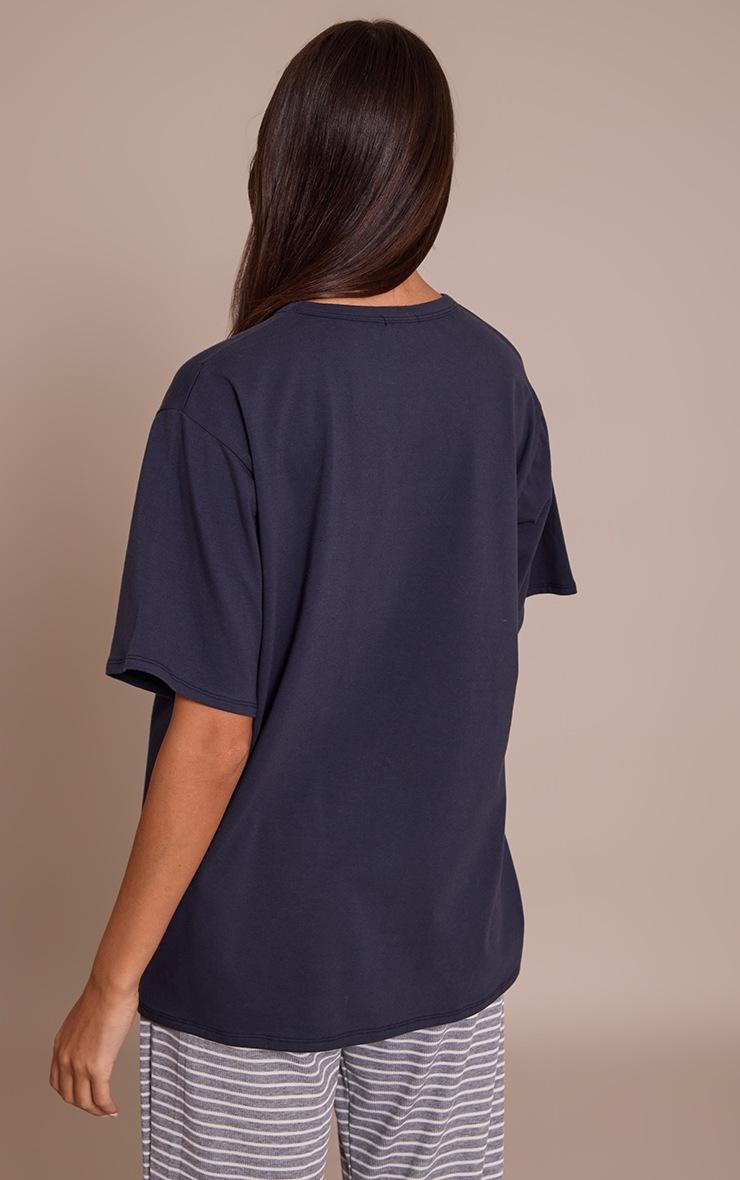 Pretty Little Thing Navy Cotton Basic Oversized T-shirt