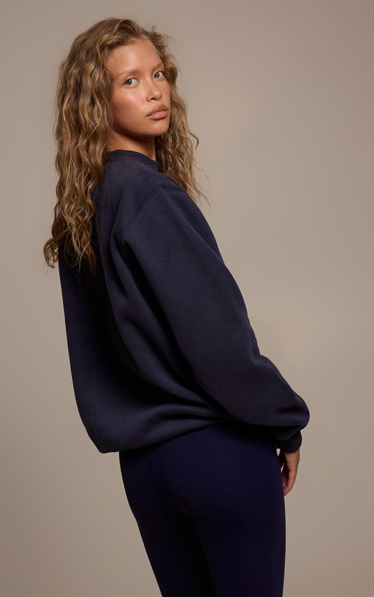 Pretty Little Thing Navy Cotton Fleece Pullover Sweatshirt