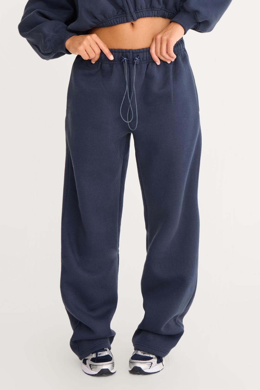 Pretty Little Thing Navy Drawcord Hem Oversized Sweatpants