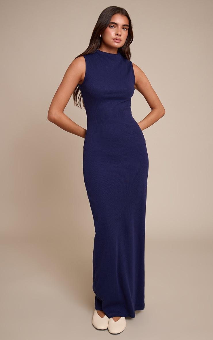 Pretty Little Thing Navy High Neck Sleeveless Maxi Dress