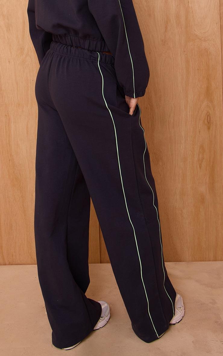Pretty Little Thing Navy Interlock Contrast Piping Wide Leg Sweatpants