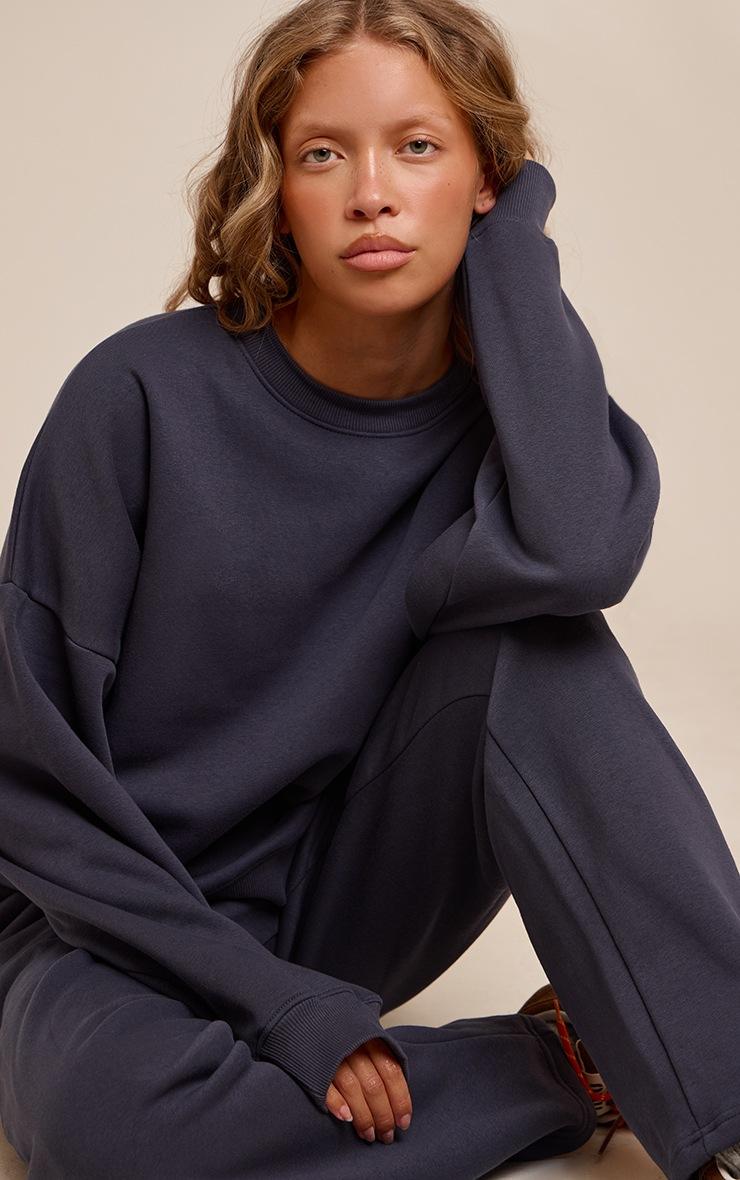 Pretty Little Thing Navy Oversized Sweat Tracksuit Set