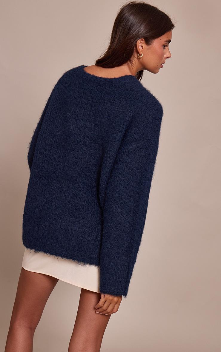 Pretty Little Thing Navy Rib Detail Oversized Sweater