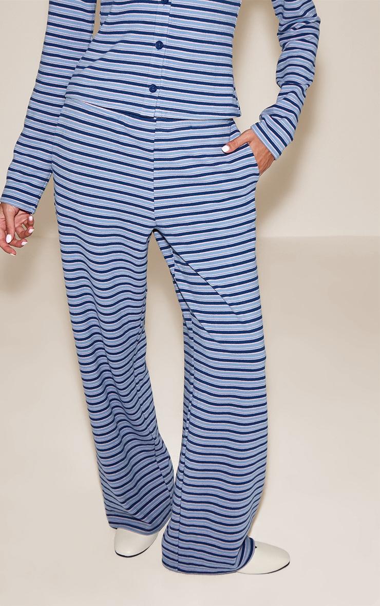 Pretty Little Thing Navy Soft Fleece Pinstripe Straight Leg Pant