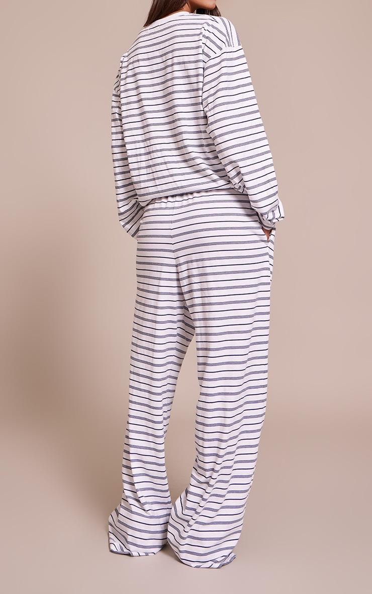 Pretty Little Thing Navy Stripe Wide Leg Drawstring Pant