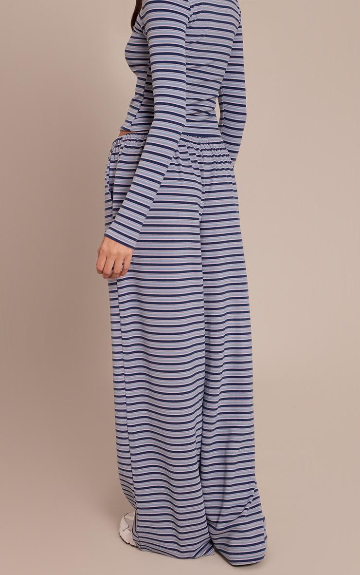 Pretty Little Thing Navy Striped Soft Fleece Straight Leg Sweatpants