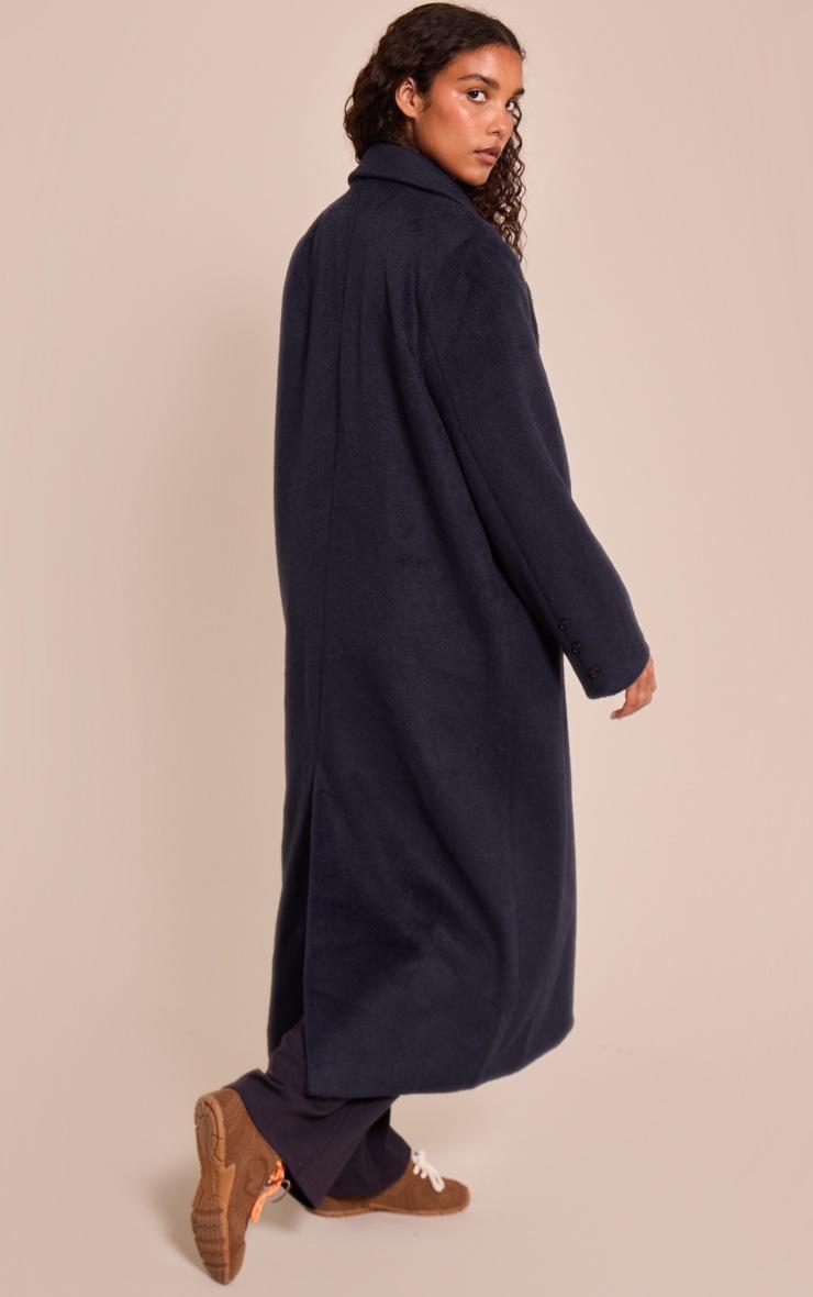 Pretty Little Thing Navy Structured Double Breasted Wool Look Maxi Coat