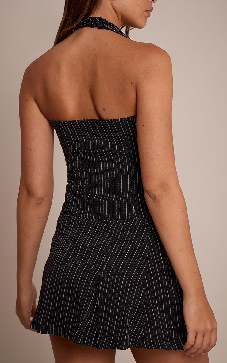 Pretty Little Thing Navy Tailored Woven Herringbone Mini Pleated Skirt