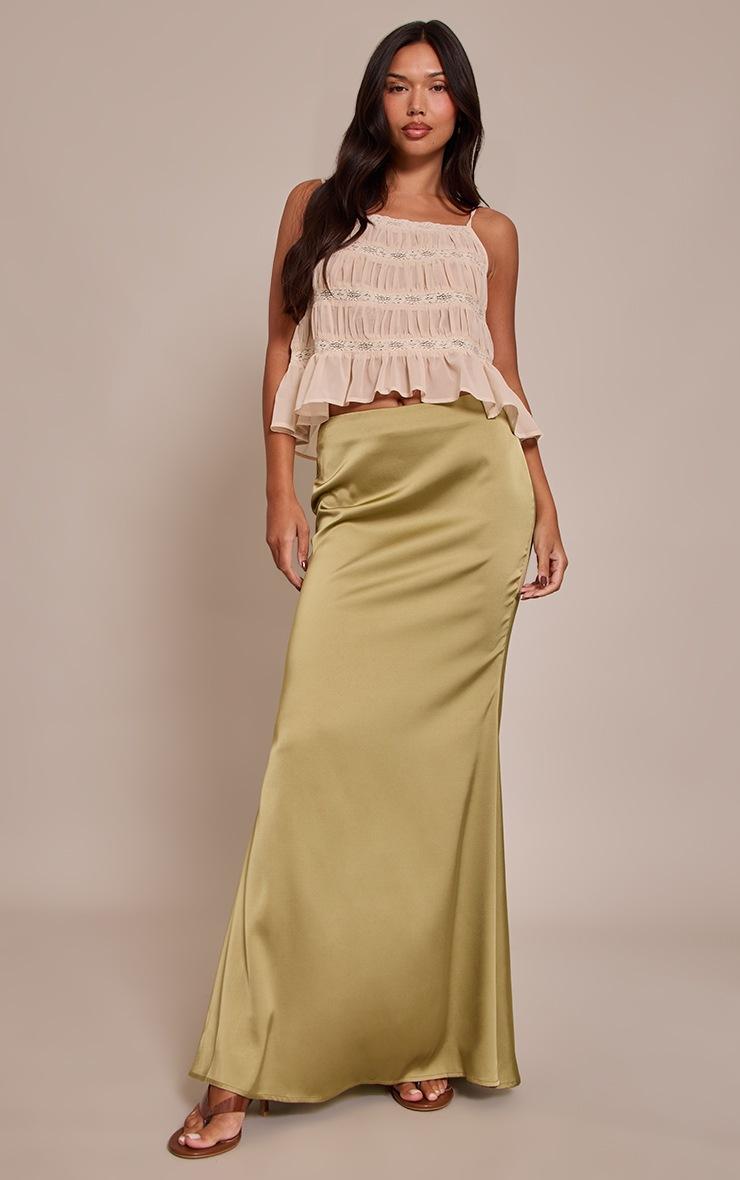 Pretty Little Thing Nude Chiffon Shirred Tie Strap Detail Cami Top