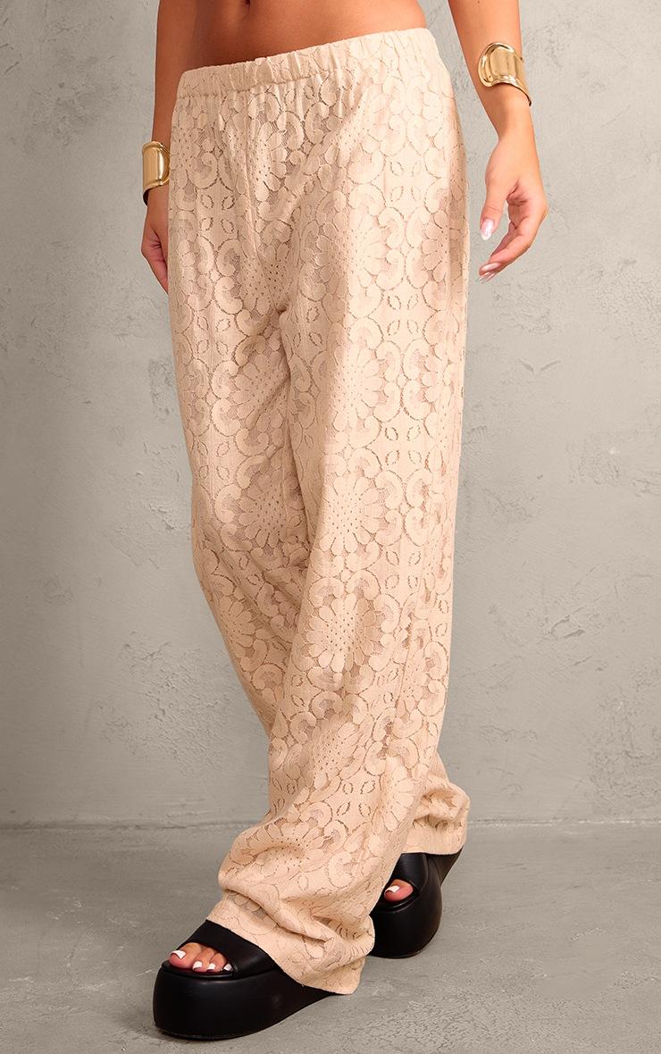 Pretty Little Thing Nude Lace Jacquard Elasticated Waist Pants