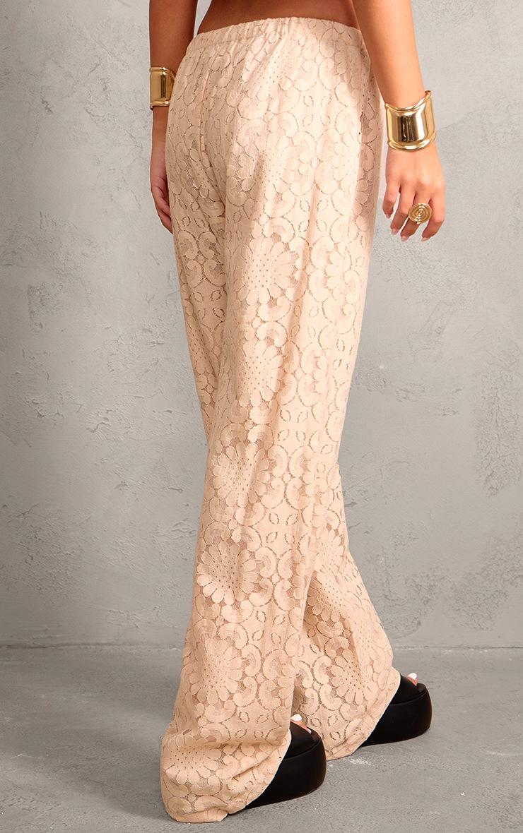 Pretty Little Thing Nude Lace Jacquard Elasticated Waist Pants