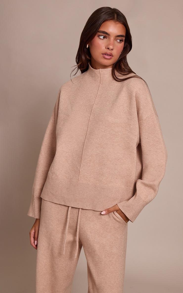 Pretty Little Thing Oat Seam Detail Oversized Knitted Sweater