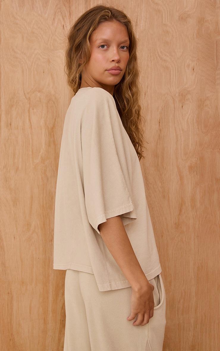 Pretty Little Thing Oatmeal Acid Wash Oversized Boxy Tshirt