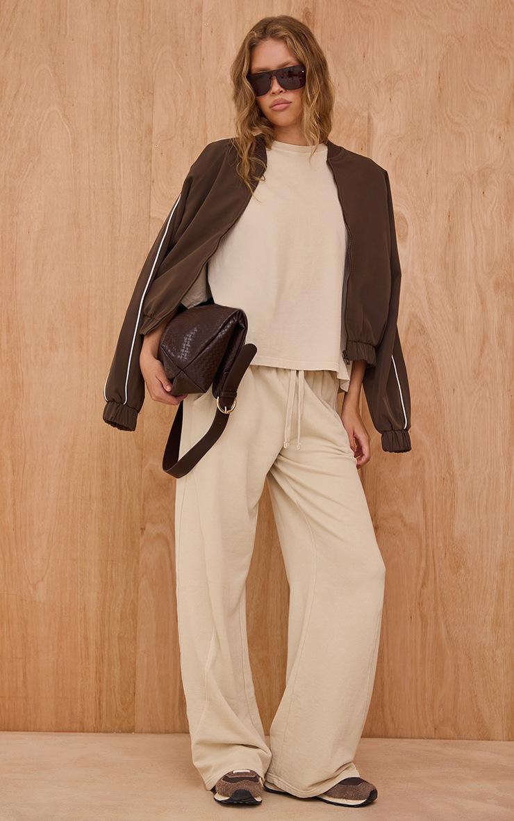 Pretty Little Thing Oatmeal Acid Wash Oversized Boxy Tshirt