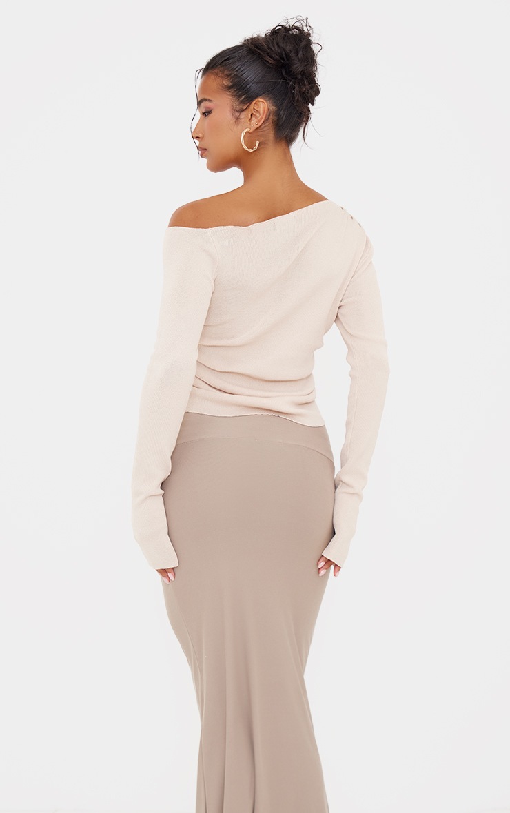 Pretty Little Thing Oatmeal Fine Knit Asymmetric Top
