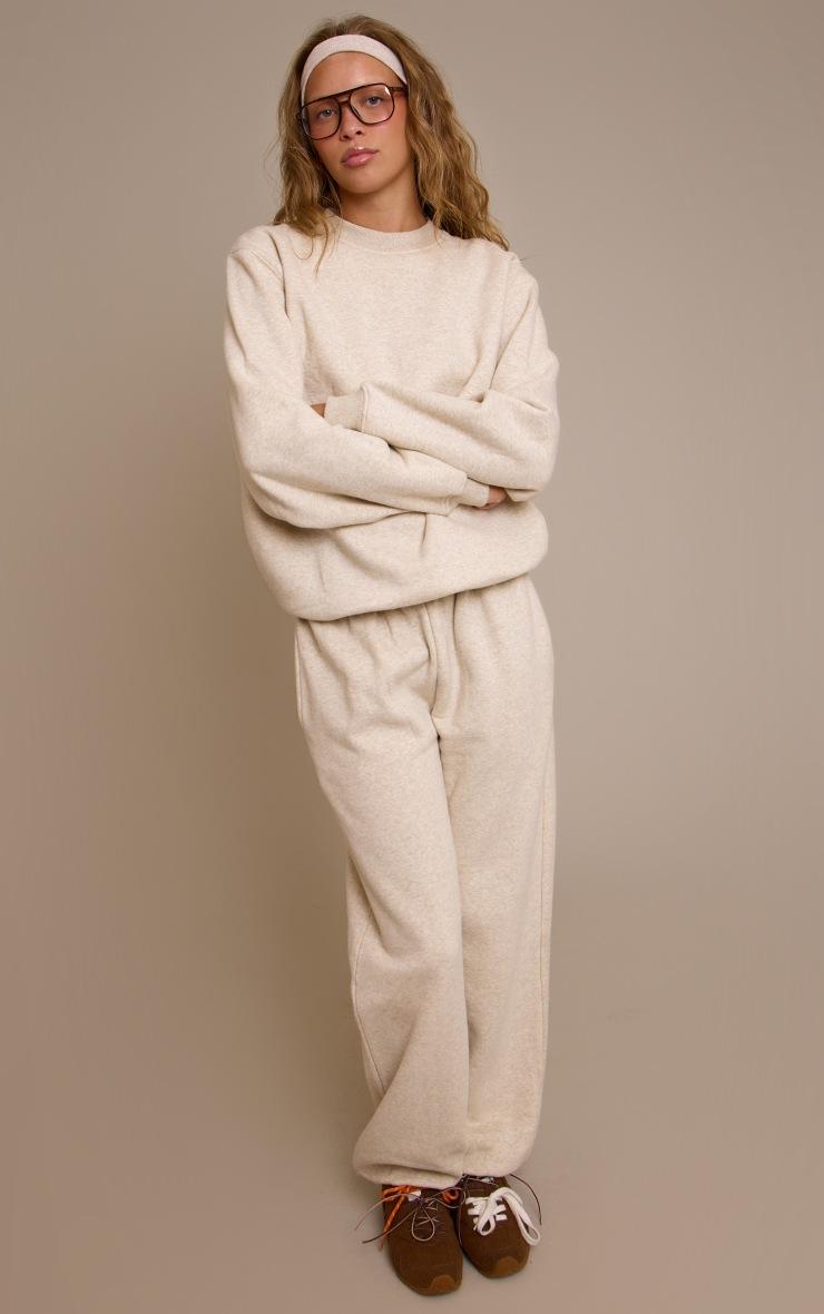 Pretty Little Thing Oatmeal Marl Cotton Fleece Pullover Sweatshirt