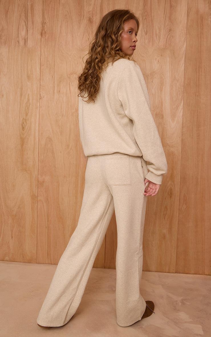 Pretty Little Thing Oatmeal Marl Cotton Fleece Straight Leg Sweatpants