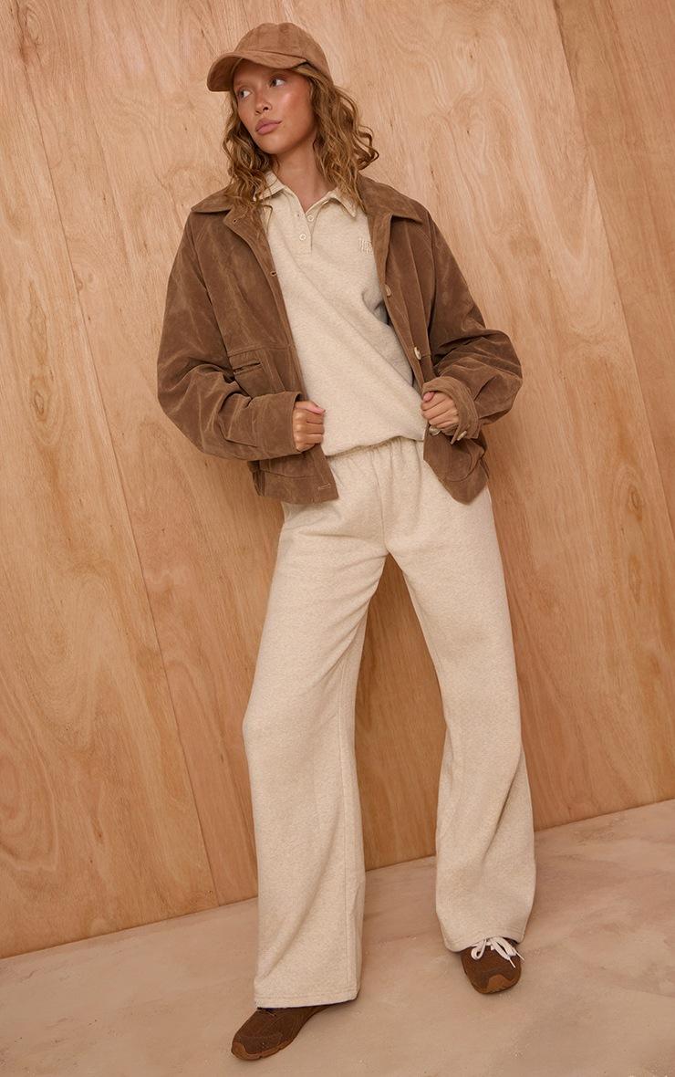 Pretty Little Thing Oatmeal Marl Cotton Fleece Straight Leg Sweatpants