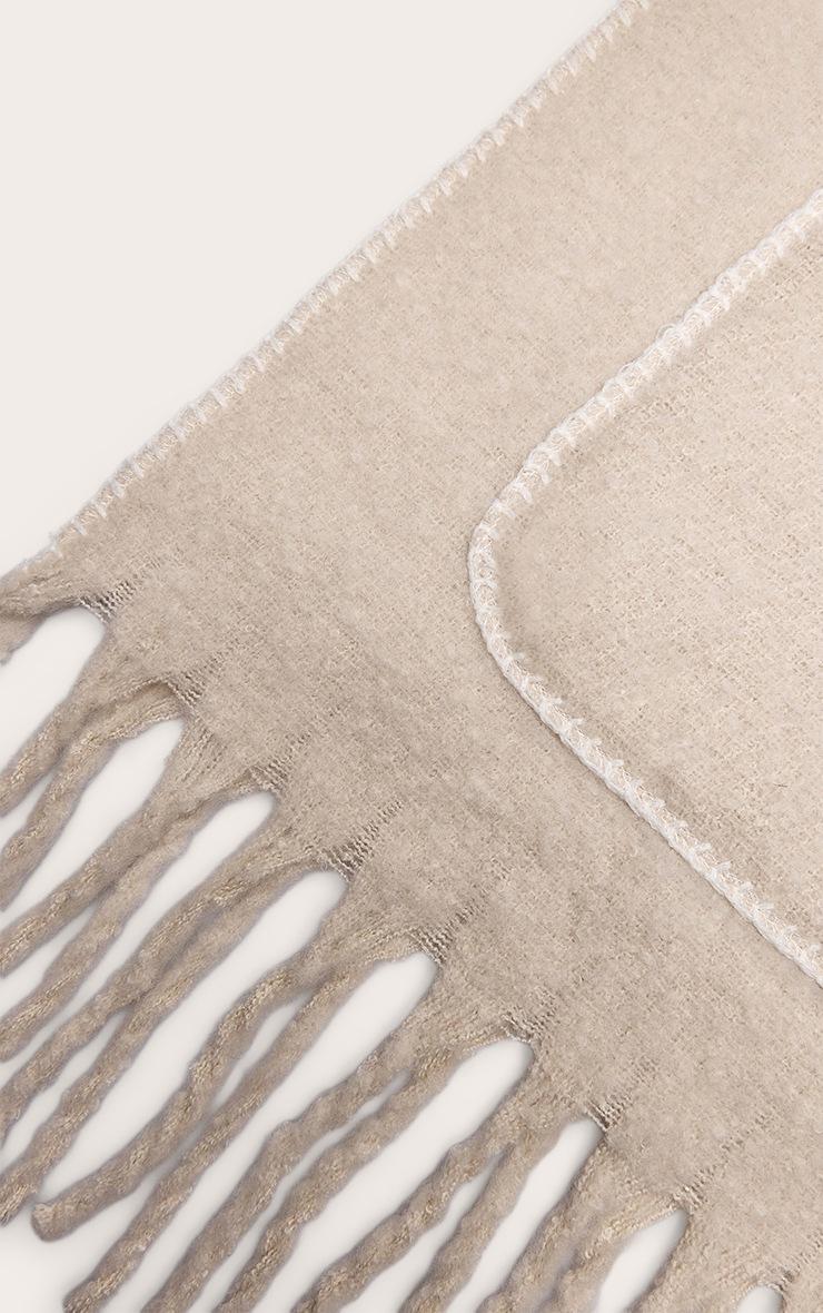 Pretty Little Thing Oatmeal Pocket Stitch Detail Tassel Scarf