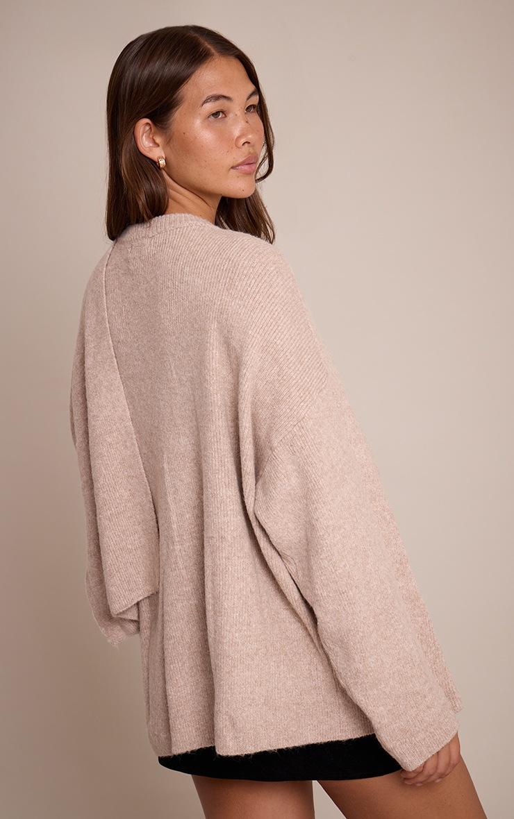 Pretty Little Thing Oatmeal Scarf Detail Soft Knit Sweater