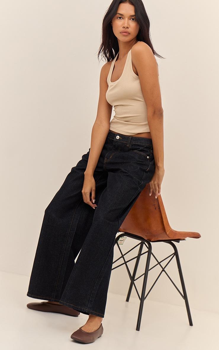 Pretty Little Thing Oatmeal Soft Rib Scoop Neck Vest Top