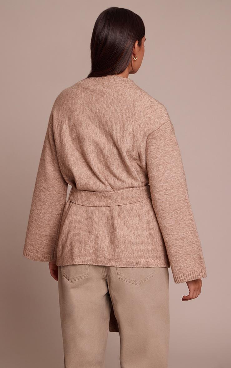 Pretty Little Thing Oatmeal Tie Waist Oversized Cardigan