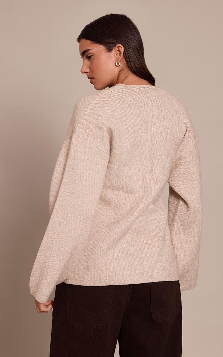 Pretty Little Thing Oatmeal Trim Detail Wrap Style Cardigan