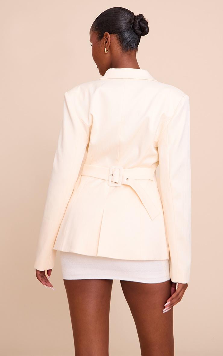 Pretty Little Thing Off White Cinched Back Single Breasted Blazer