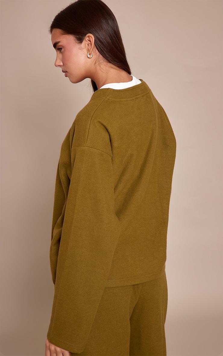 Pretty Little Thing Olive Brushed Soft Touch Boxy Cardigan