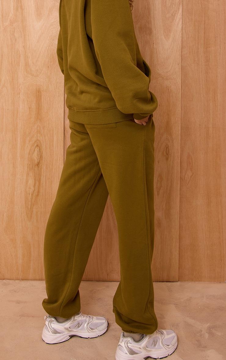 Pretty Little Thing Olive Cotton Fleece Cuffed Sweat Pants