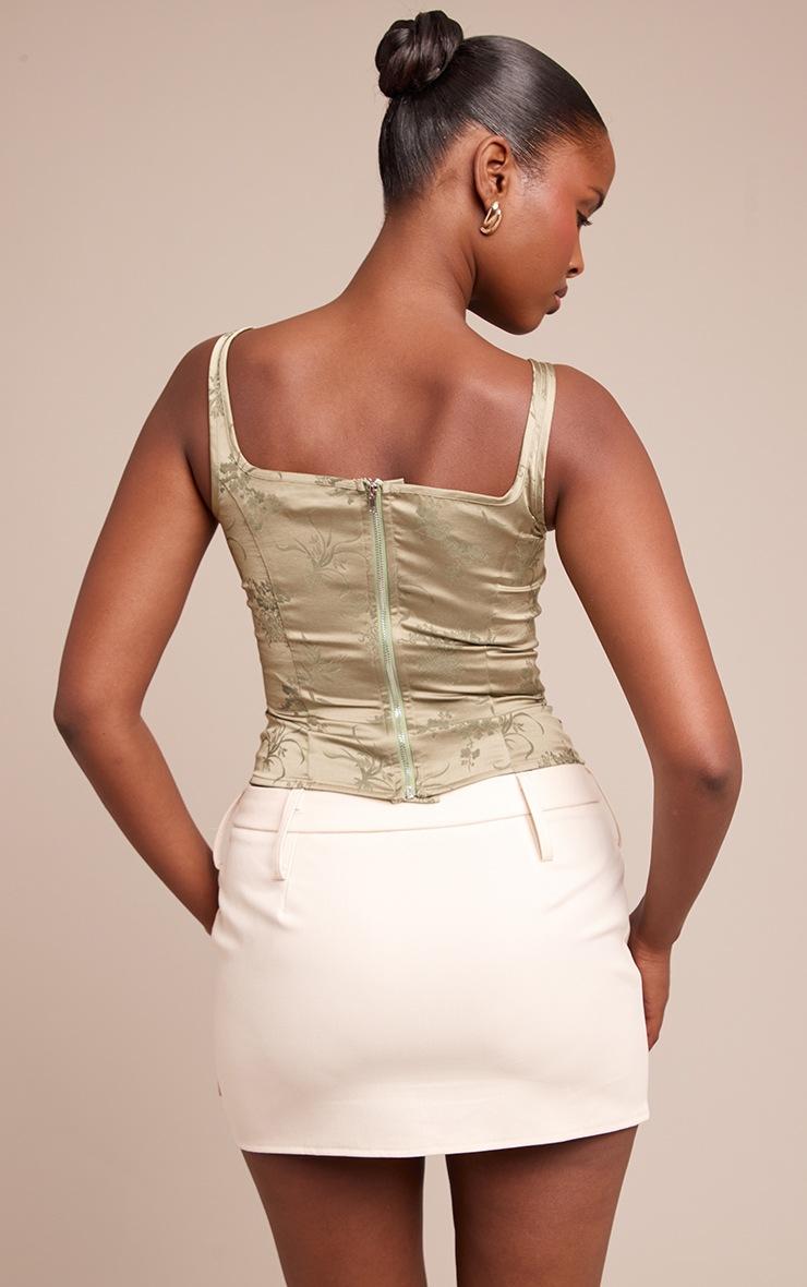 Pretty Little Thing Olive Devore Boned Dip Hem Longline Corset