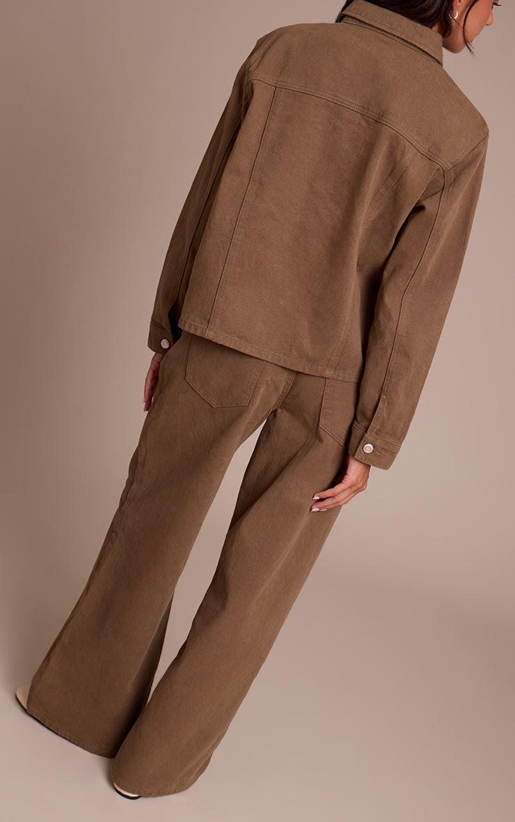 Pretty Little Thing Olive Mid Rise Slouchy Wide Leg Jeans