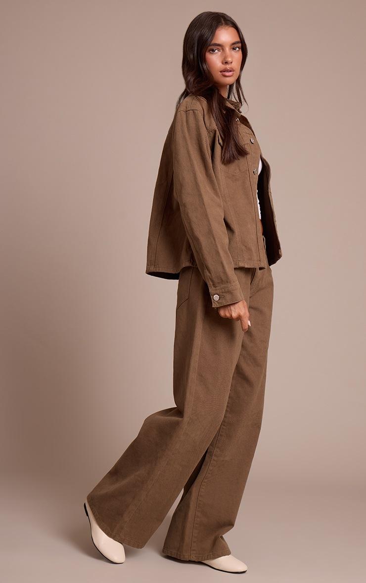 Pretty Little Thing Olive Mid Rise Slouchy Wide Leg Jeans