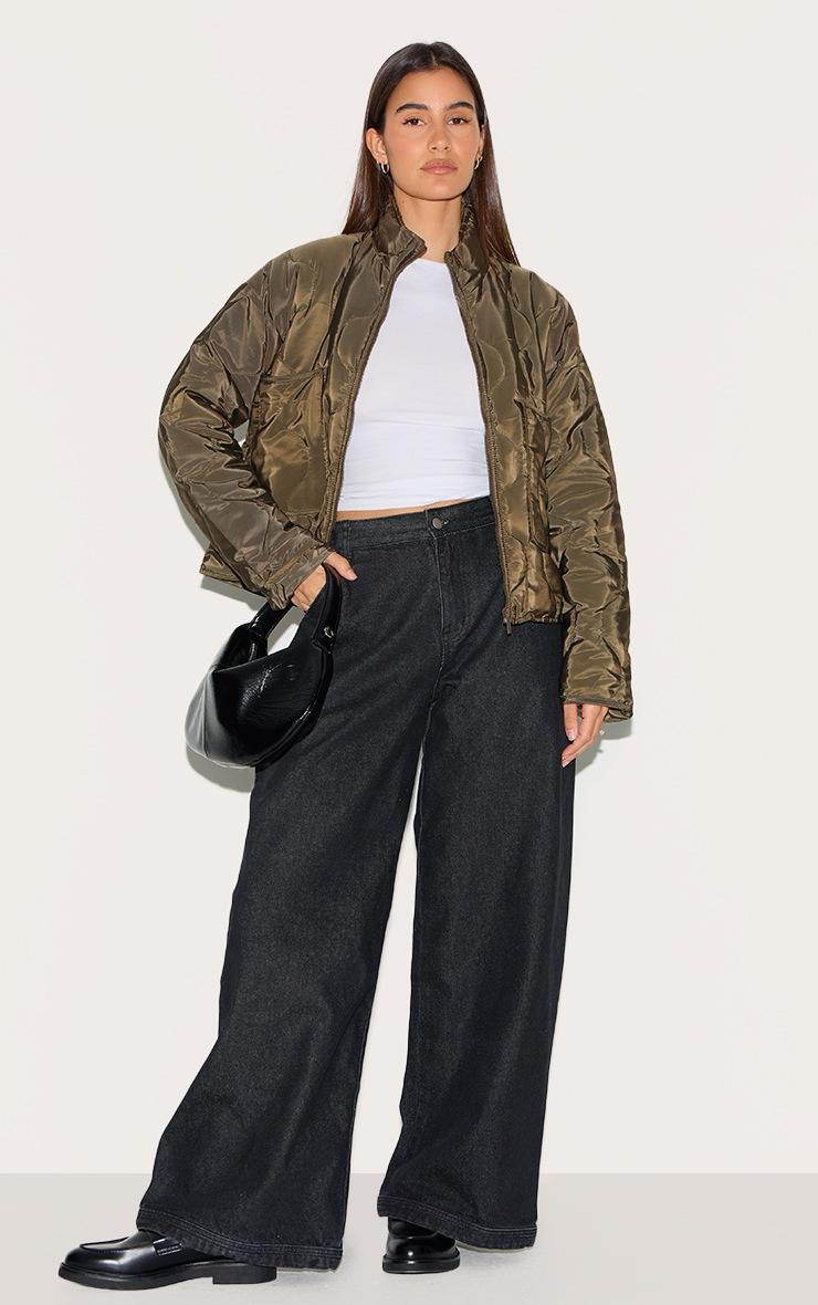 Pretty Little Thing Olive Padded Wave Funnel Neck Jacket