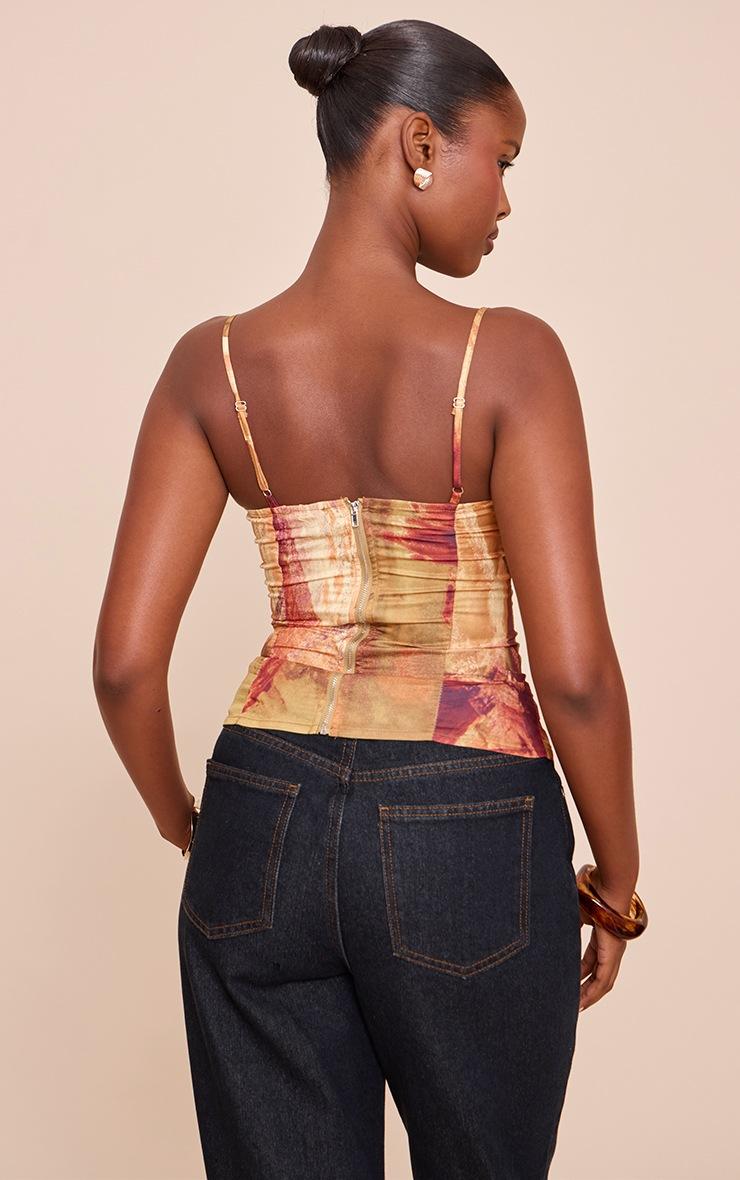 Pretty Little Thing Olive Print Structured Corset Top