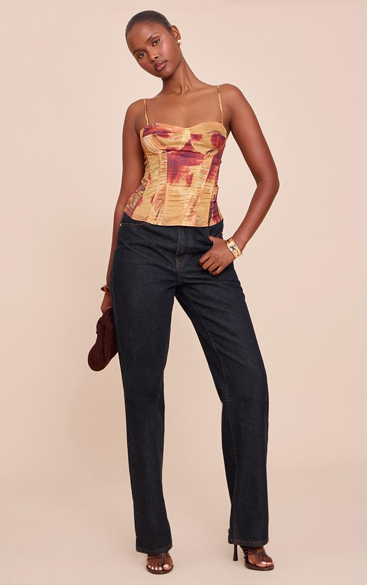 Pretty Little Thing Olive Print Structured Corset Top